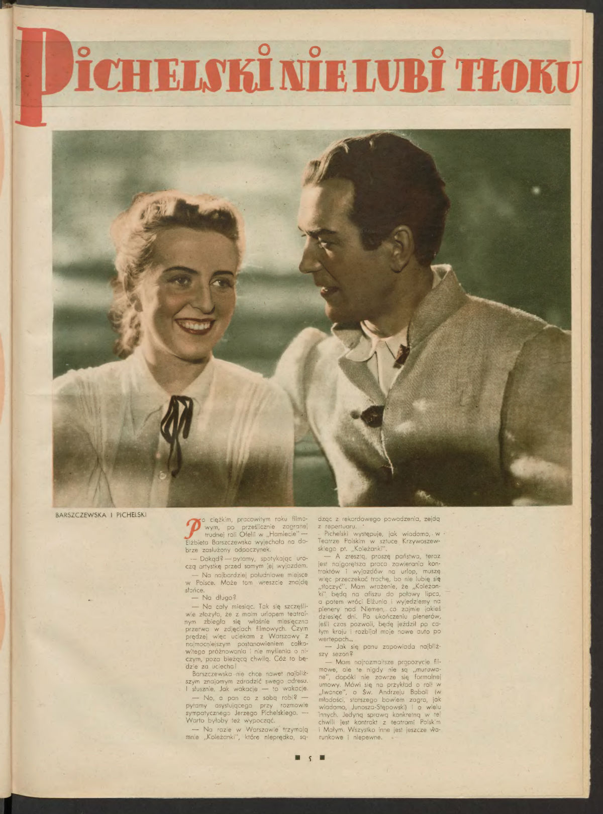 Elżbieta Barszczewska i Jerzy Pichelski z: Kino nr 25/1939